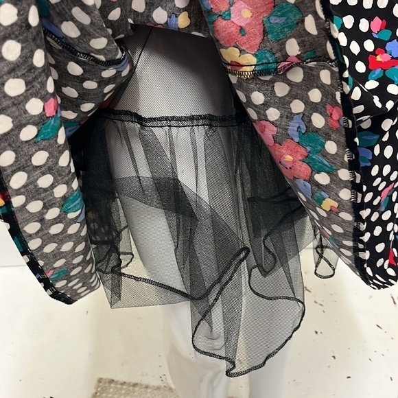 1980s Rockabilly Crinoline Off-the-Shoulder Polka Dot Flower Twirly Party‎ Dress - Picture 6 of 7